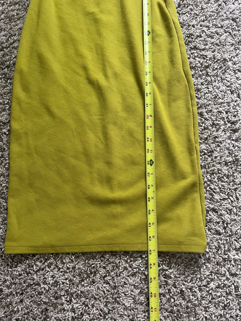 Zara Chartreuse Green Mock Neck Ruched Midi Dress Sm Short Sleeve Stretch Knit - Picture 5 of 9